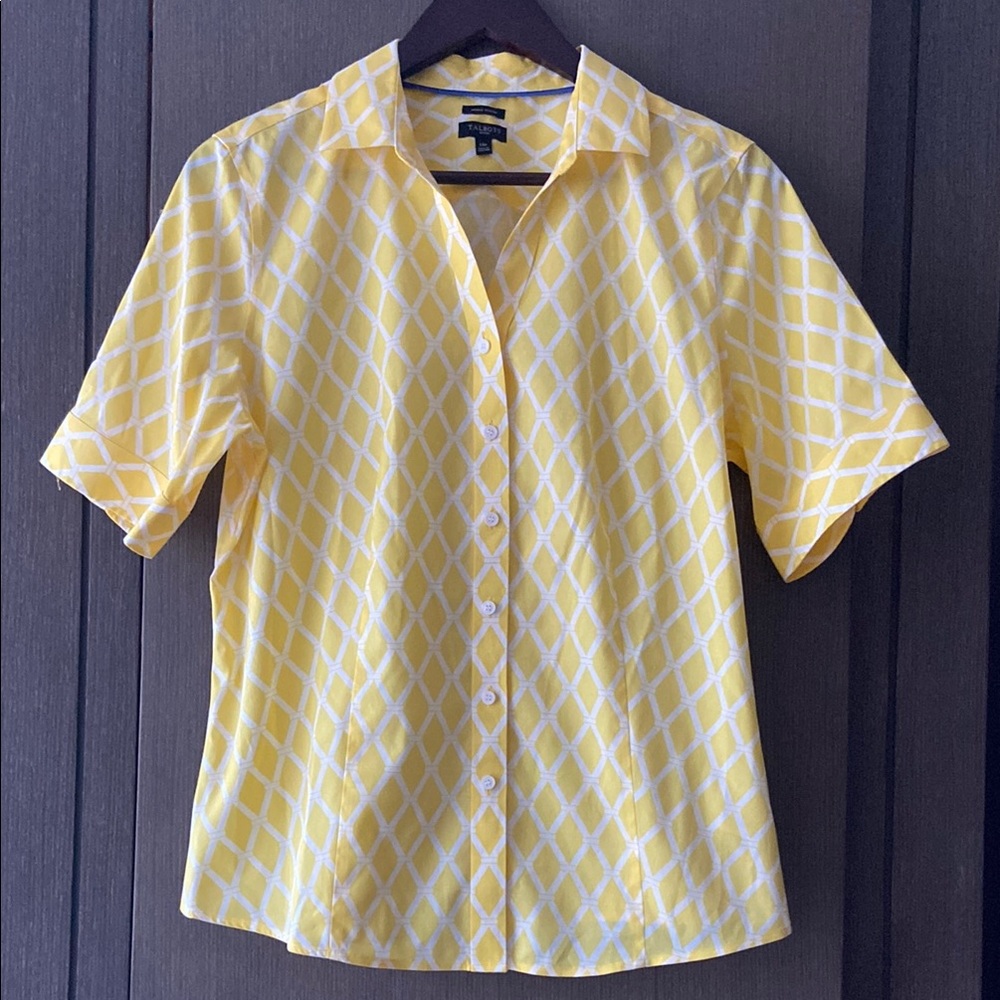 Talbots Short Sleeve Button Down Top Size 14 P